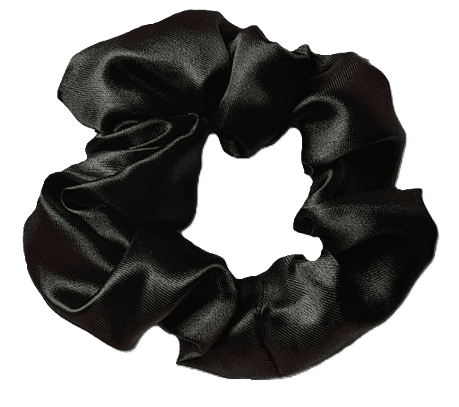 Scrunchies de satén negro hechos a mano por Ceferina